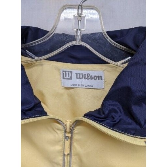 Vintage Wilson Jacket Mens Large Yellow Zip Windbreaker Hooded Coat 90s - Picture 3 of 8